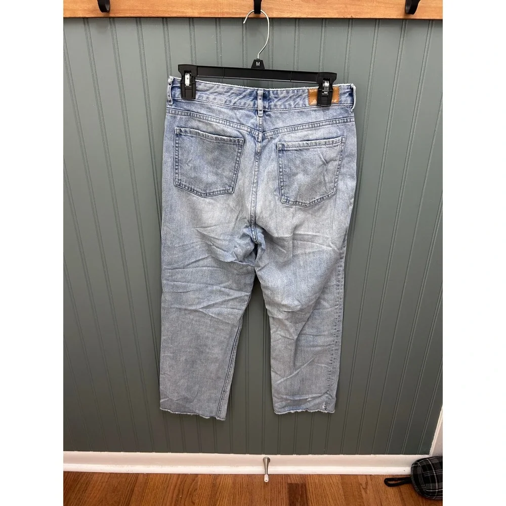 Kate Spade New York Light Wash Straight Leg Raw Hem Jeans Size 28 High Rise Blue